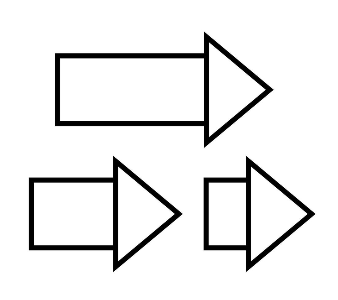 pijlen reeks gemakkelijk hand- getrokken vector illustratie, horizontaal teken richten richting naar Rechtsaf