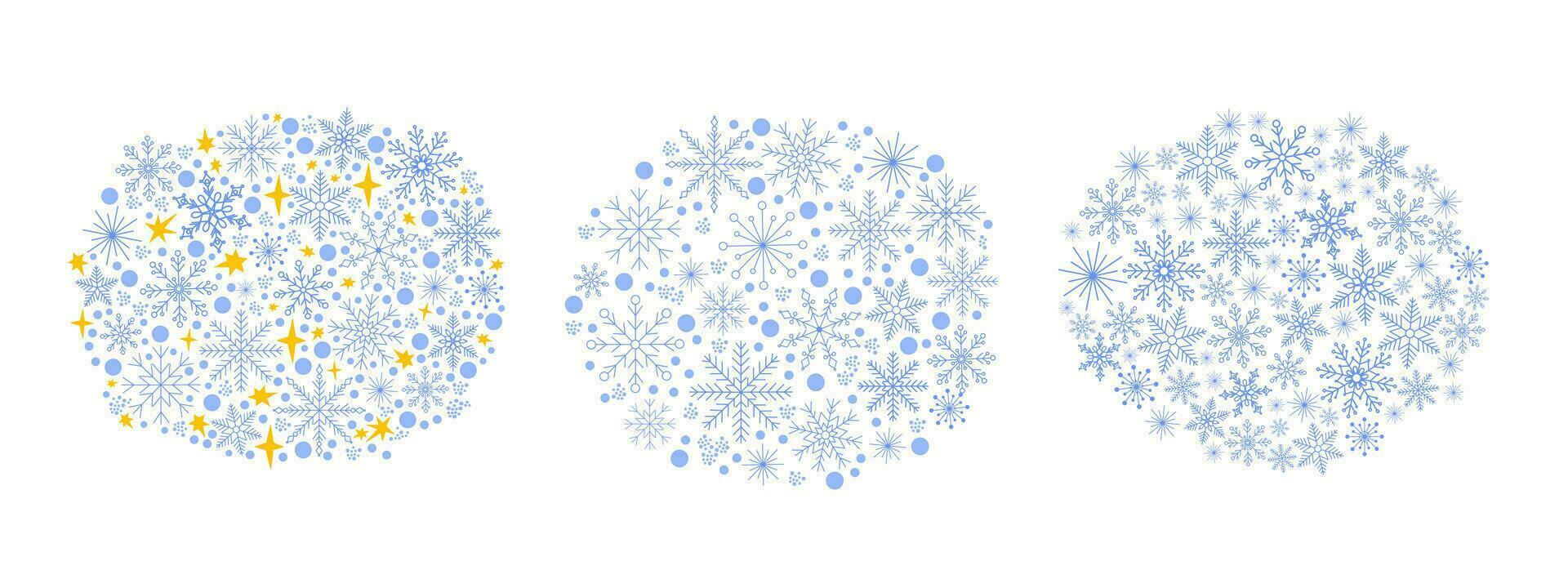 sneeuwvlokken en sneeuw polka punt vormloos wolken reeks gemakkelijk Kerstmis vakantie viering decor vector illustratie, winter concept sjabloon voor groet kaart, uitnodiging, poster, banier ontwerp
