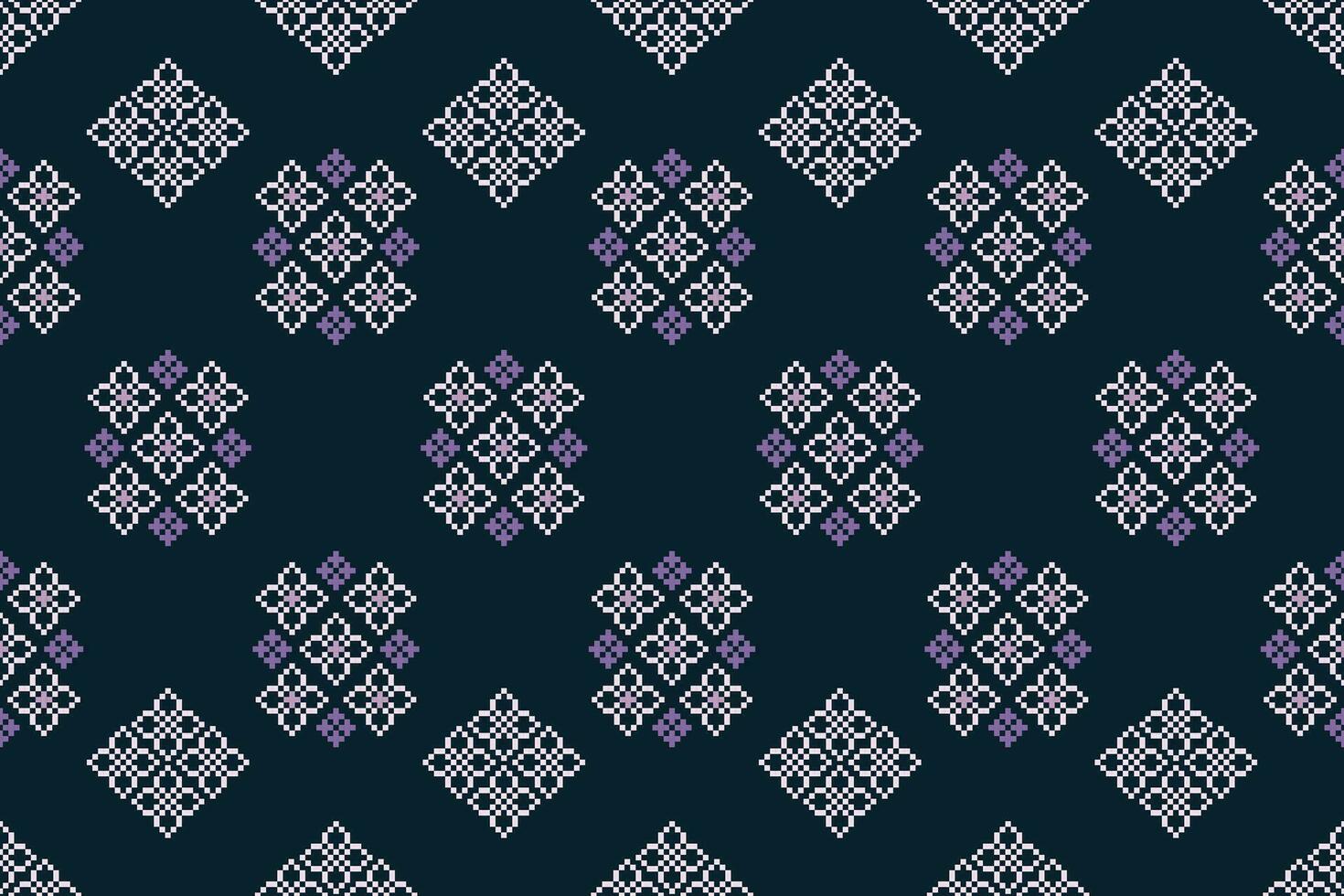 etnisch meetkundig kleding stof patroon kruis steek.ikat borduurwerk etnisch oosters pixel patroon blauw achtergrond. abstract,vector,illustratie. textuur,kleding,lijst,decoratie,motieven,zijde behang. vector