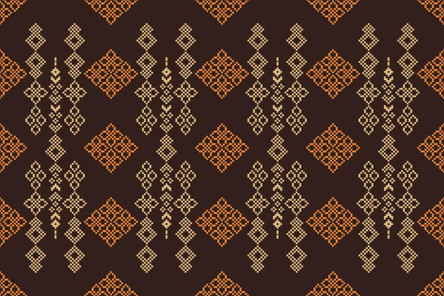 etnisch meetkundig kleding stof patroon kruis steek.ikat borduurwerk etnisch oosters pixel patroon bruin achtergrond. abstract,vector,illustratie. textuur,kleding,lijst,decoratie,motieven,zijde behang. vector