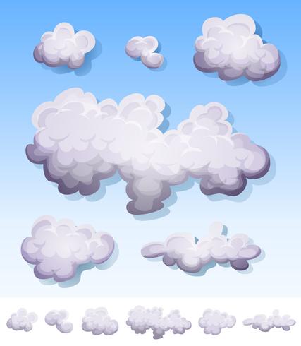 Cartoon rook, mist en wolken instellen vector