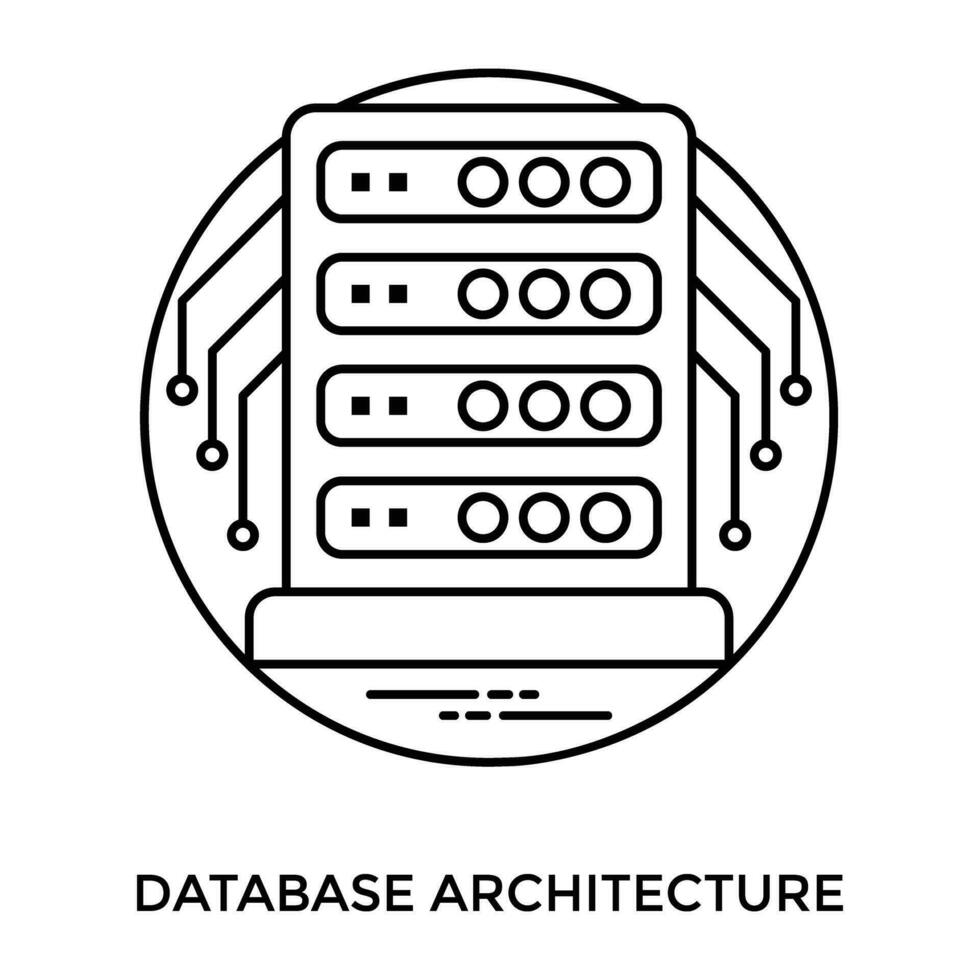 gegevens opslagruimte apparaten gehouden in een symmetrie en sommige knooppunten komt eraan uit van hen, geven indruk voor databank architectuur vector