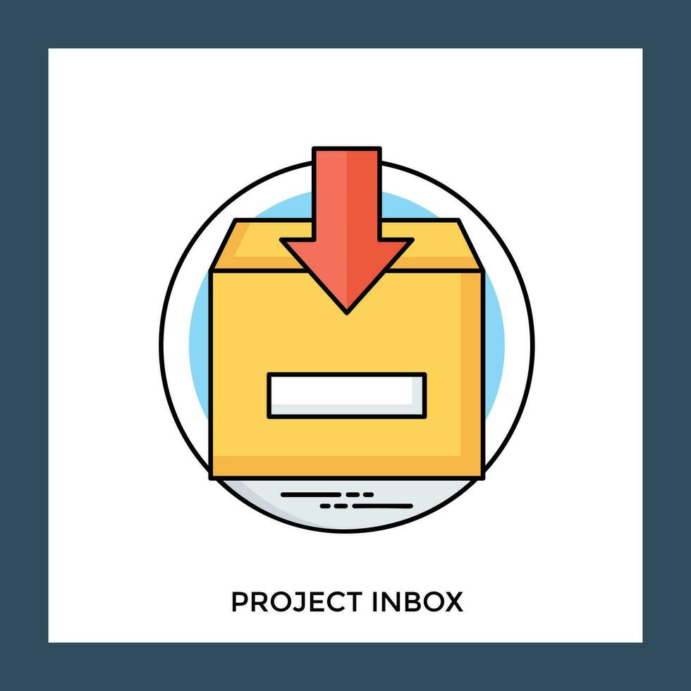 een karton pakket met pijl teken rubriek omlaag, draag- project postvak IN icoon vector