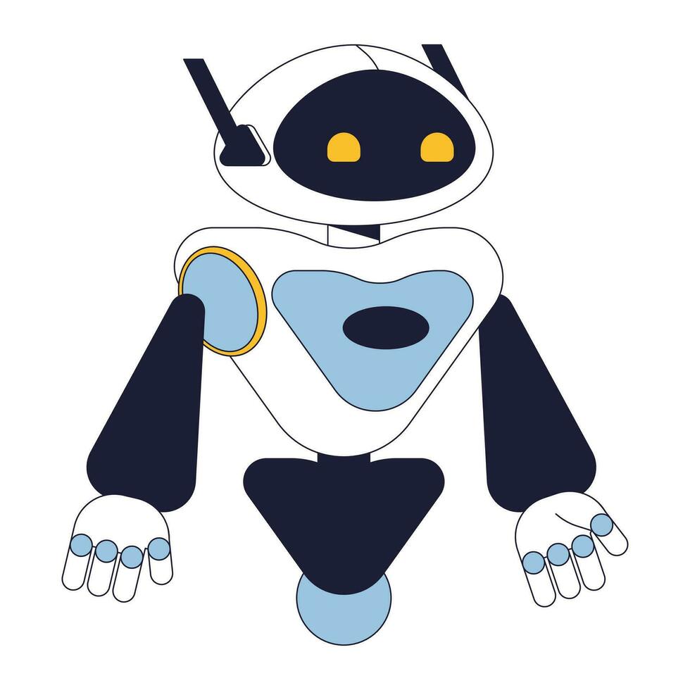 android robot vlak lijn kleur geïsoleerd vector voorwerp. ai technologie. bewerkbare klem kunst beeld Aan wit achtergrond. gemakkelijk schets tekenfilm plek illustratie voor web ontwerp