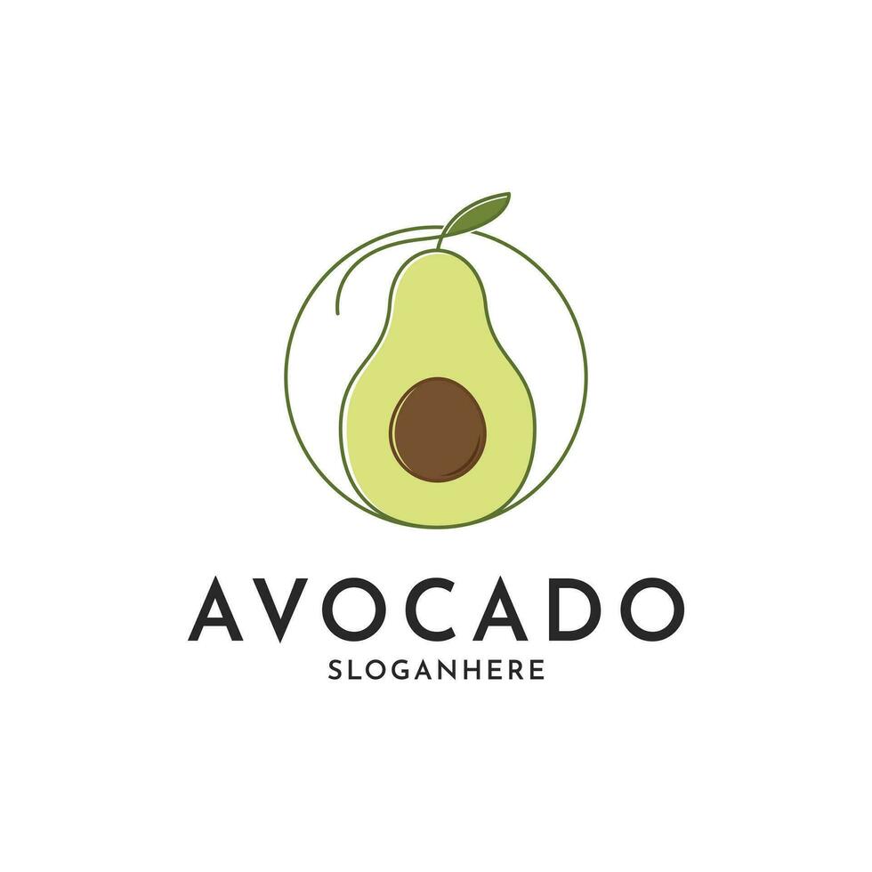 avocado fruit logo ontwerp idee met blad en cirkel vector