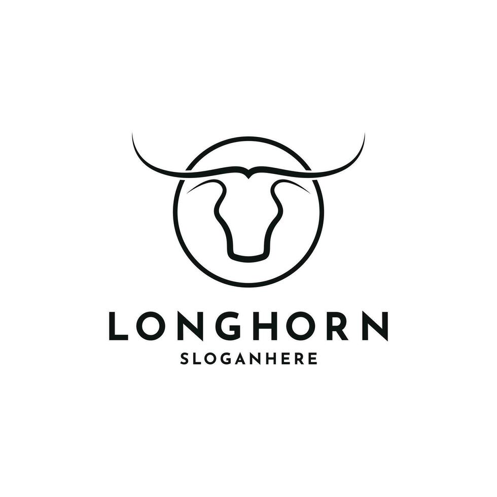 Longhorn stier buffel koe hoofd Stier logo ontwerp creatief idee met cirkel vector