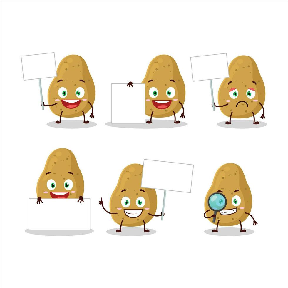 aardappel tekenfilm in karakter brengen informatie bord vector