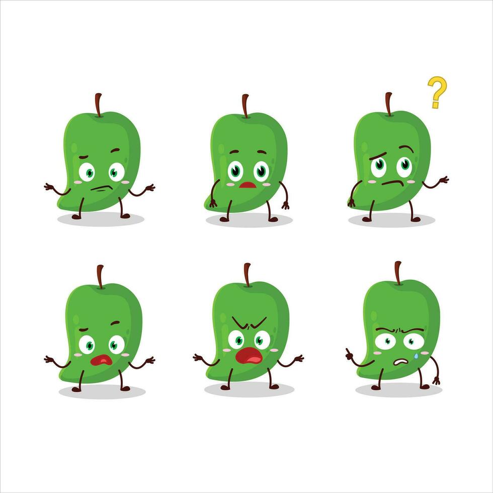 tekenfilm karakter van groen mango met wat uitdrukking vector