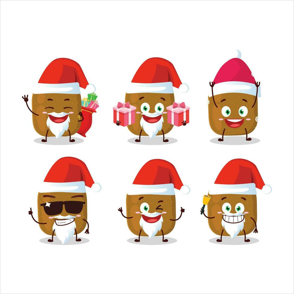 de kerstman claus emoticons met kiwi tekenfilm karakter vector