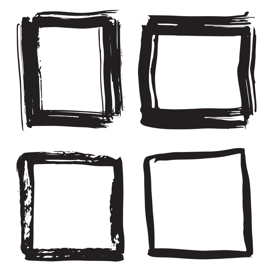 frames en tekstvakken, grunge getextureerde handgetekende elementen set, vectorillustratie vector