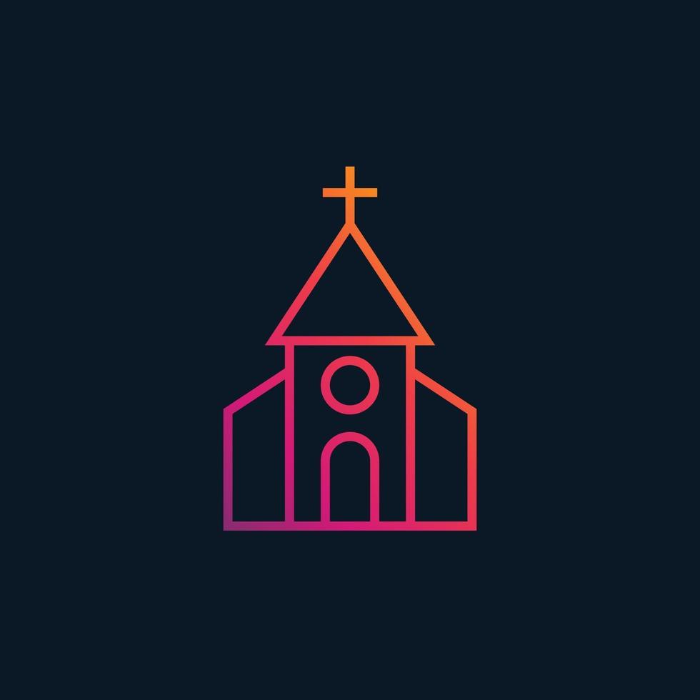 kerk vector pictogram, lineaire stijl