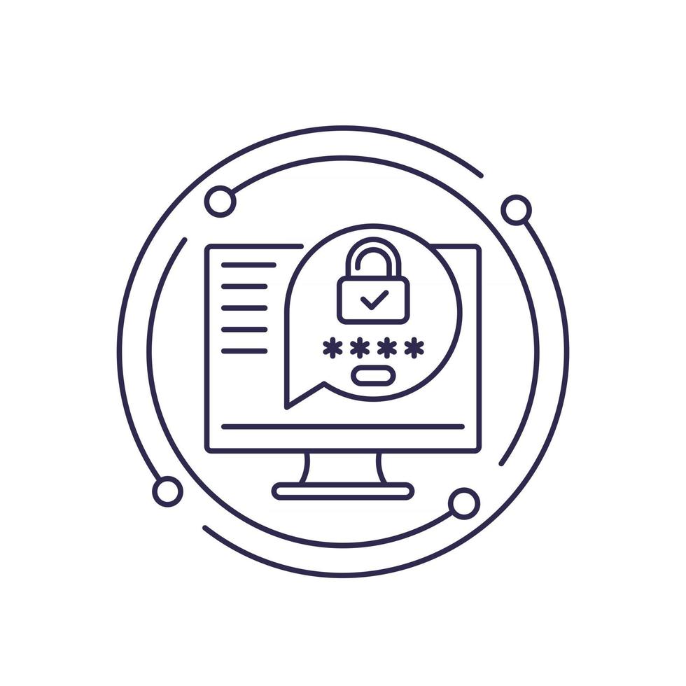 wachtwoordbeveiliging, veilige toegang lijn icoon vector