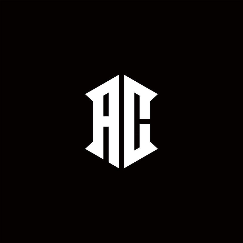 ac logo monogram met ontwerpsjabloon voor schildvorm vector