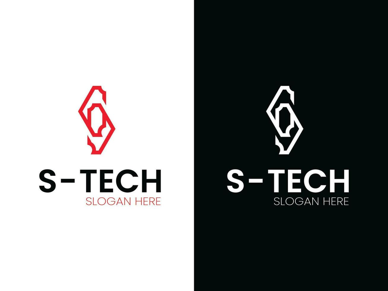 s tech logo ontwerp vector sjabloon