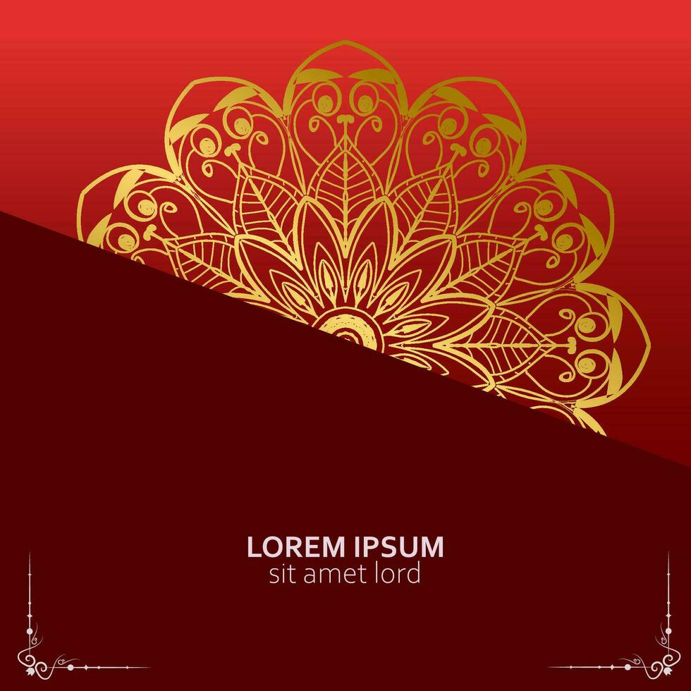 rood luxe achtergrond, met goud mandala ornament vector