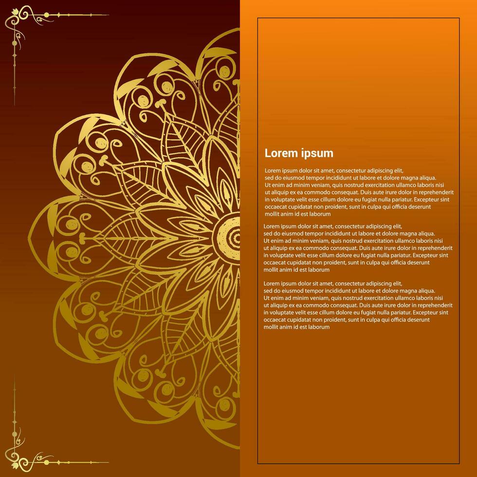 helling achtergrond met gouden mandala ornament vector