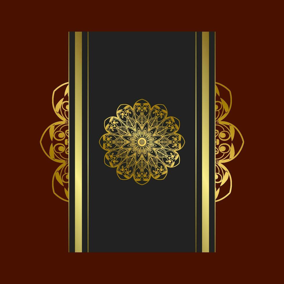 zwart luxe achtergrond met goud mandala ornament vector