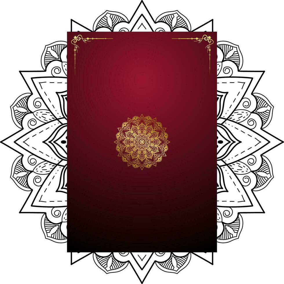 rood luxe achtergrond, met goud mandala ornament vector