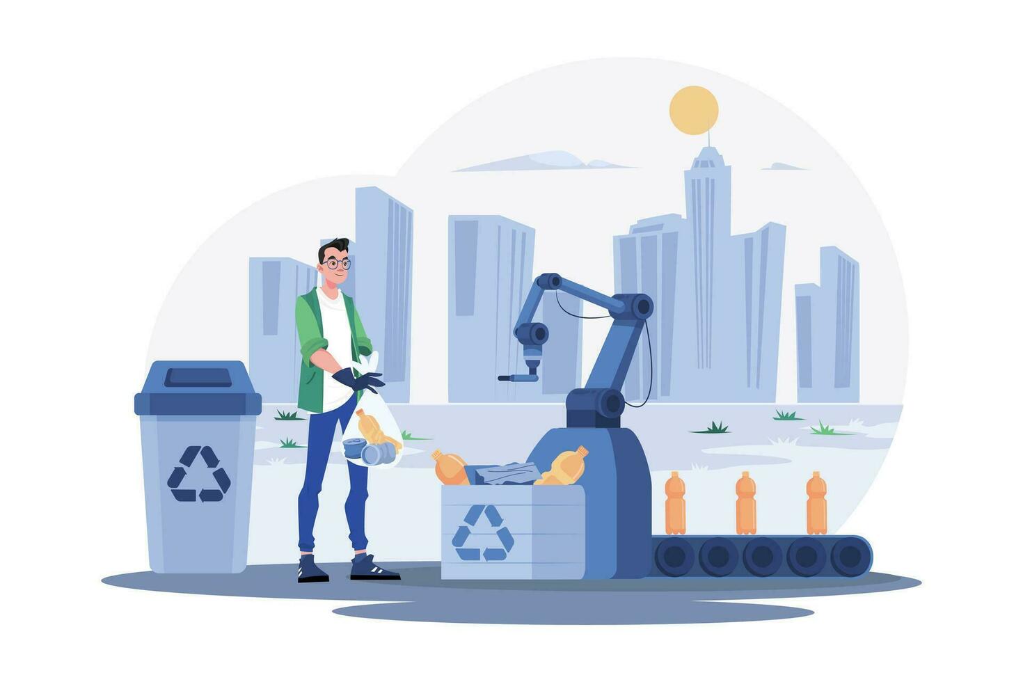 verspilling recycling technologie illustratie concept. een vlak illustratie geïsoleerd Aan wit achtergrond vector