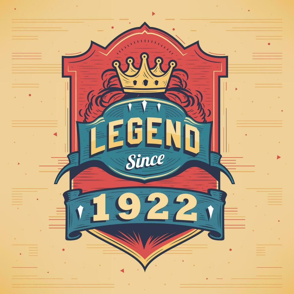 legende sinds 1922 wijnoogst t-shirt - geboren in 1922 wijnoogst verjaardag poster ontwerp. vector