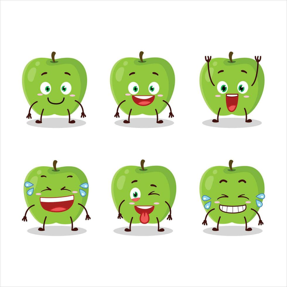 tekenfilm karakter van nieuw groen appel met glimlach uitdrukking vector