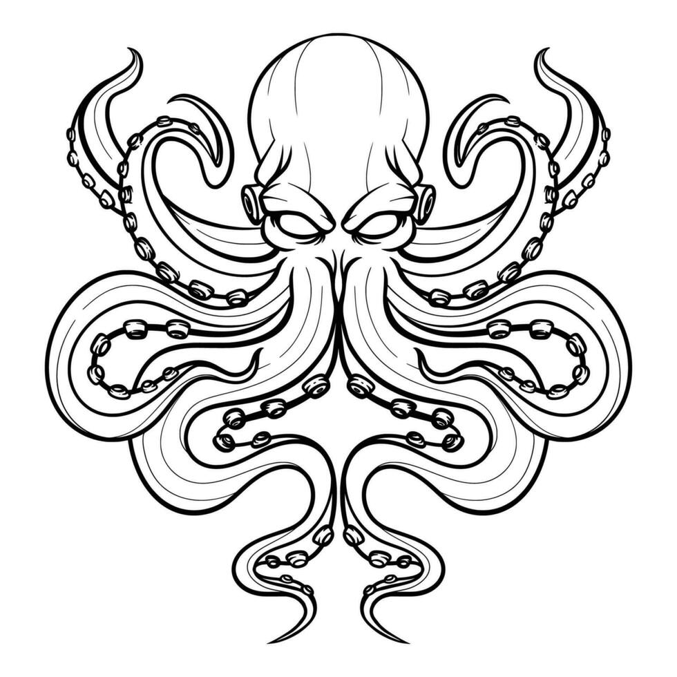 zwart Octopus lijn kunst Aan wit achtergrond gebruikt voor divers decoratief logo pictogrammen. vector