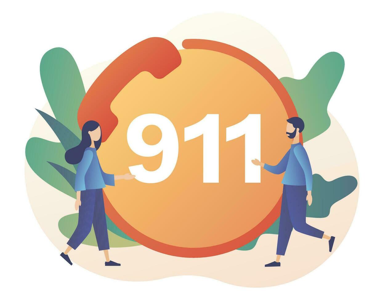 911 noodgeval telefoontje knop. assistent manager online. ambulance onderhoud. hotline telefoontje centrum. modern vlak tekenfilm stijl. vector illustratie Aan wit achtergrond