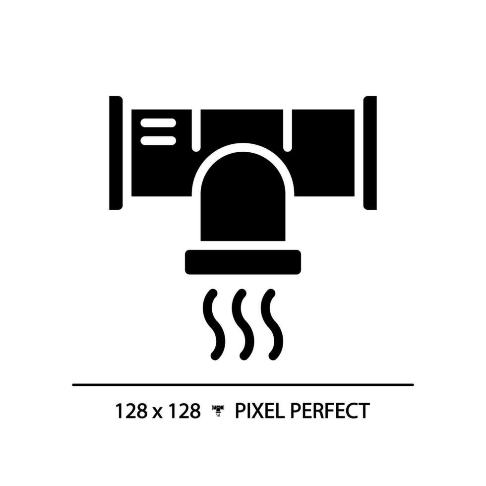 lucht kanaal systeem zwart glyph icoon. hvac systeem. huis ventilatie. temperatuur controle. lucht conditionering. silhouet symbool Aan wit ruimte. solide pictogram. vector geïsoleerd illustratie