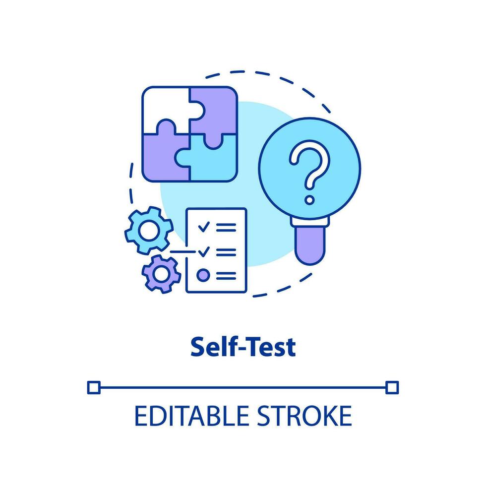 zelftest concept icoon. terugroepen geleerd informatie. kennis controle. quiz jezelf abstract idee dun lijn illustratie. geïsoleerd schets tekening. bewerkbare beroerte vector