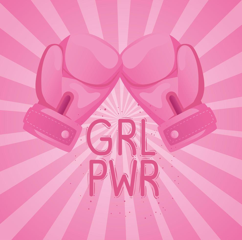 girl power belettering met bokshandschoenen vector