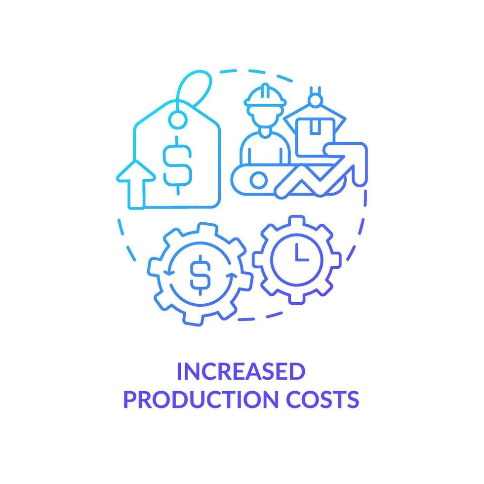 is gestegen productie kosten blauw helling concept icoon. vervaardiging uitgaven. gemeenschappelijk reden voor prijs toenemen abstract idee dun lijn illustratie. geïsoleerd schets tekening vector