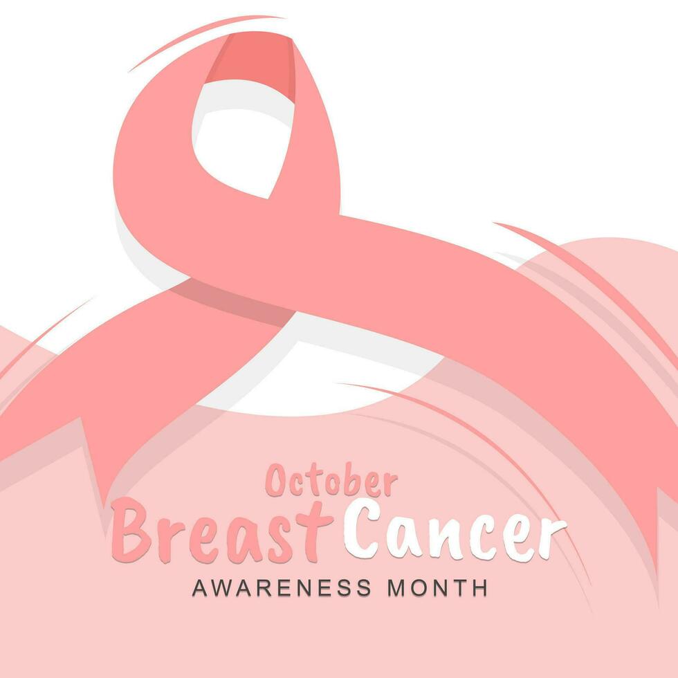 borst kanker bewustzijn maand is gevierd in oktober. groet poster ontwerp met roze lint en vrouw borst vorm kader. vector illustratie ontwerp