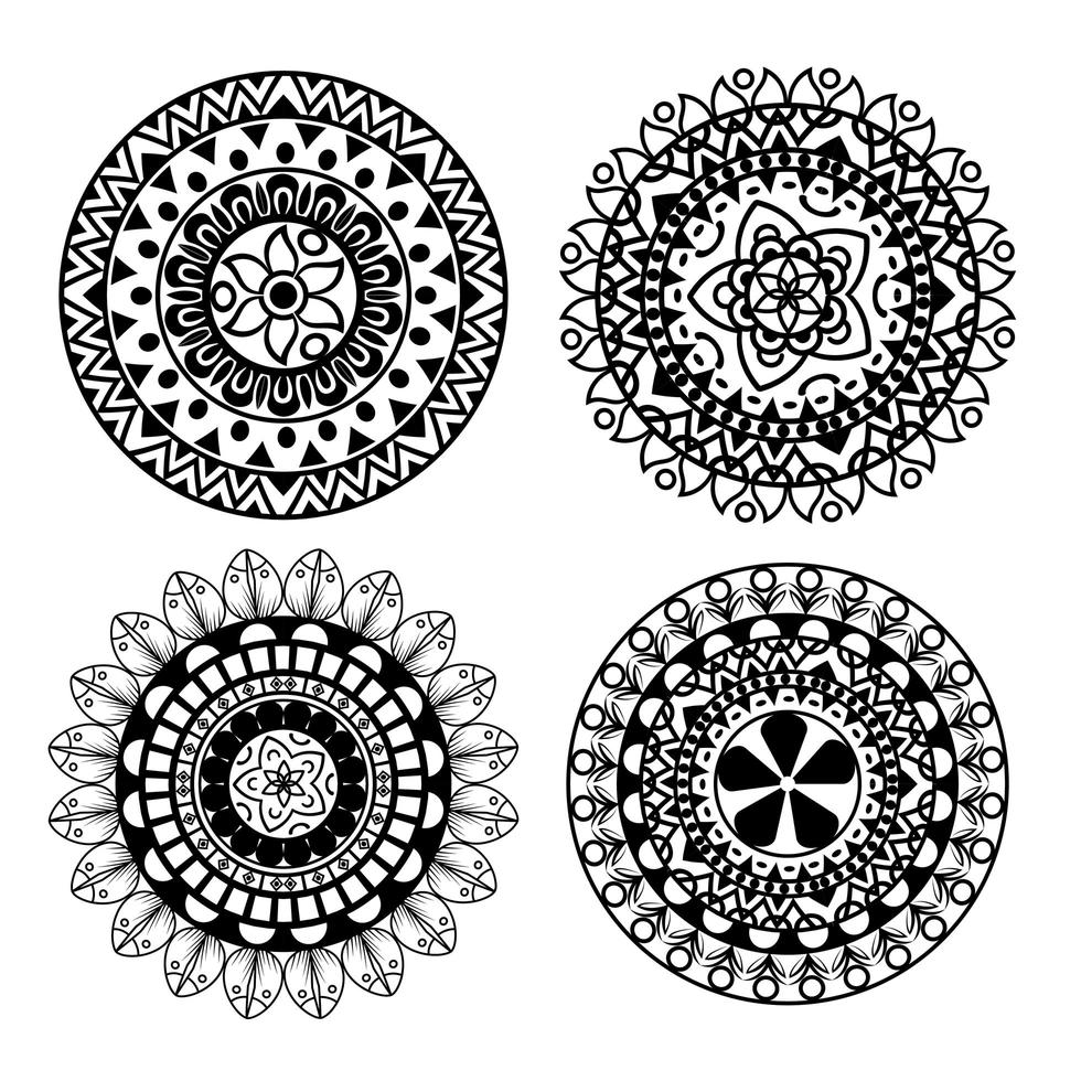 stel elegante mandala's bloemen ornament in vector