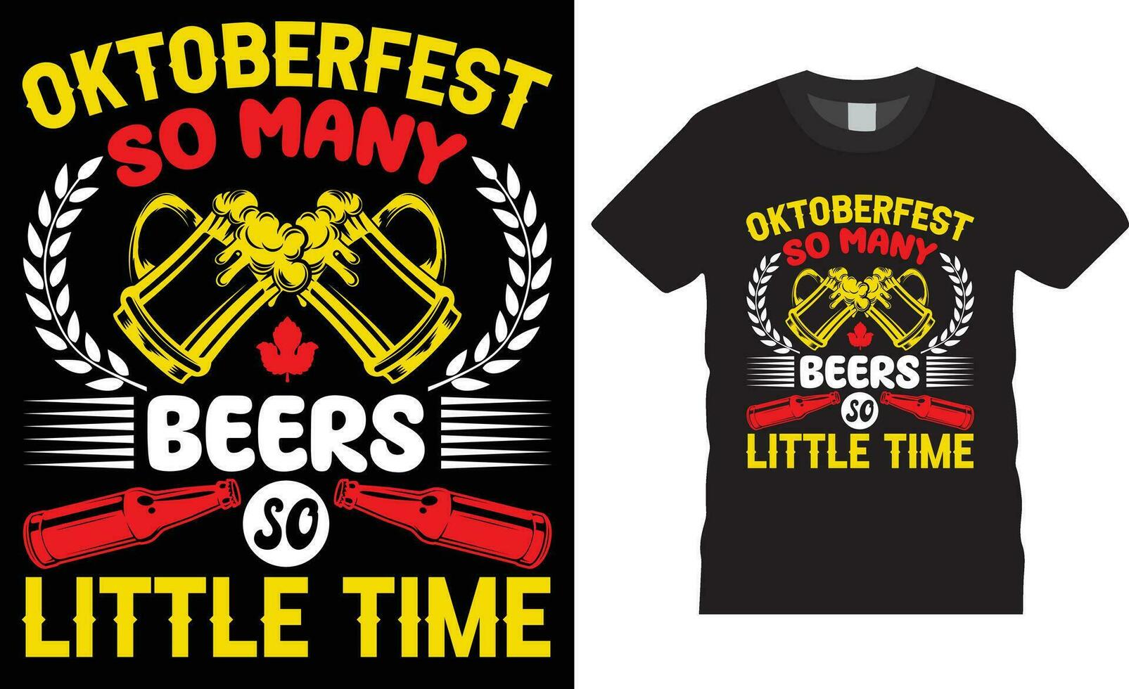 oktoberfeest t-shirt ontwerp vector illustratie typografie afdrukken sjabloon.oktoberfest zo veel bieren weinig tijd