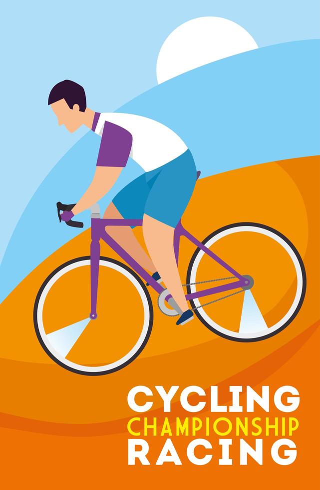 wielerkampioenschap race poster met man op de fiets vector