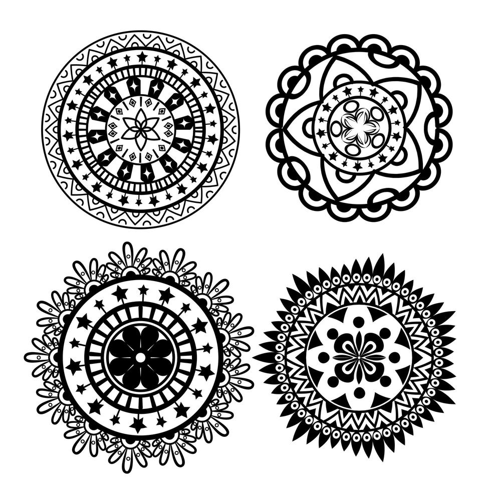 stel elegante mandala's bloemen ornament in vector