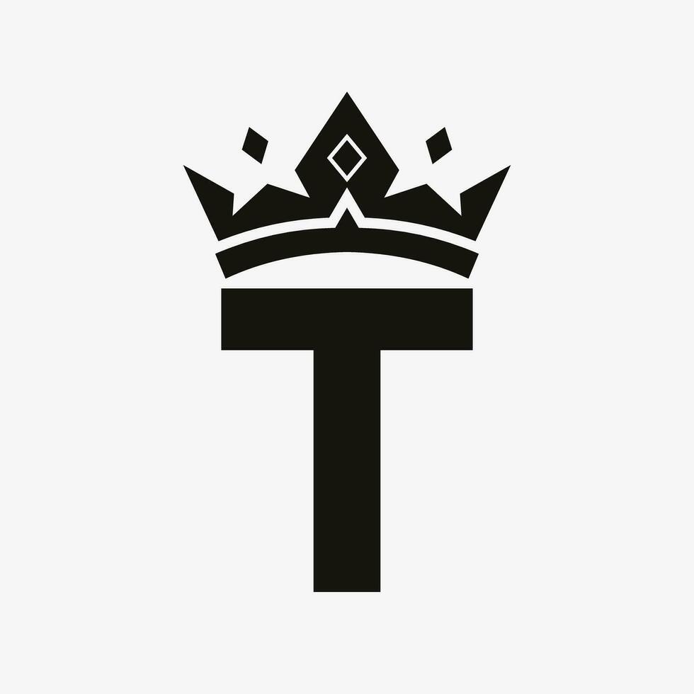kroon logo Aan brief t vector sjabloon voor schoonheid, mode, elegant, luxe teken
