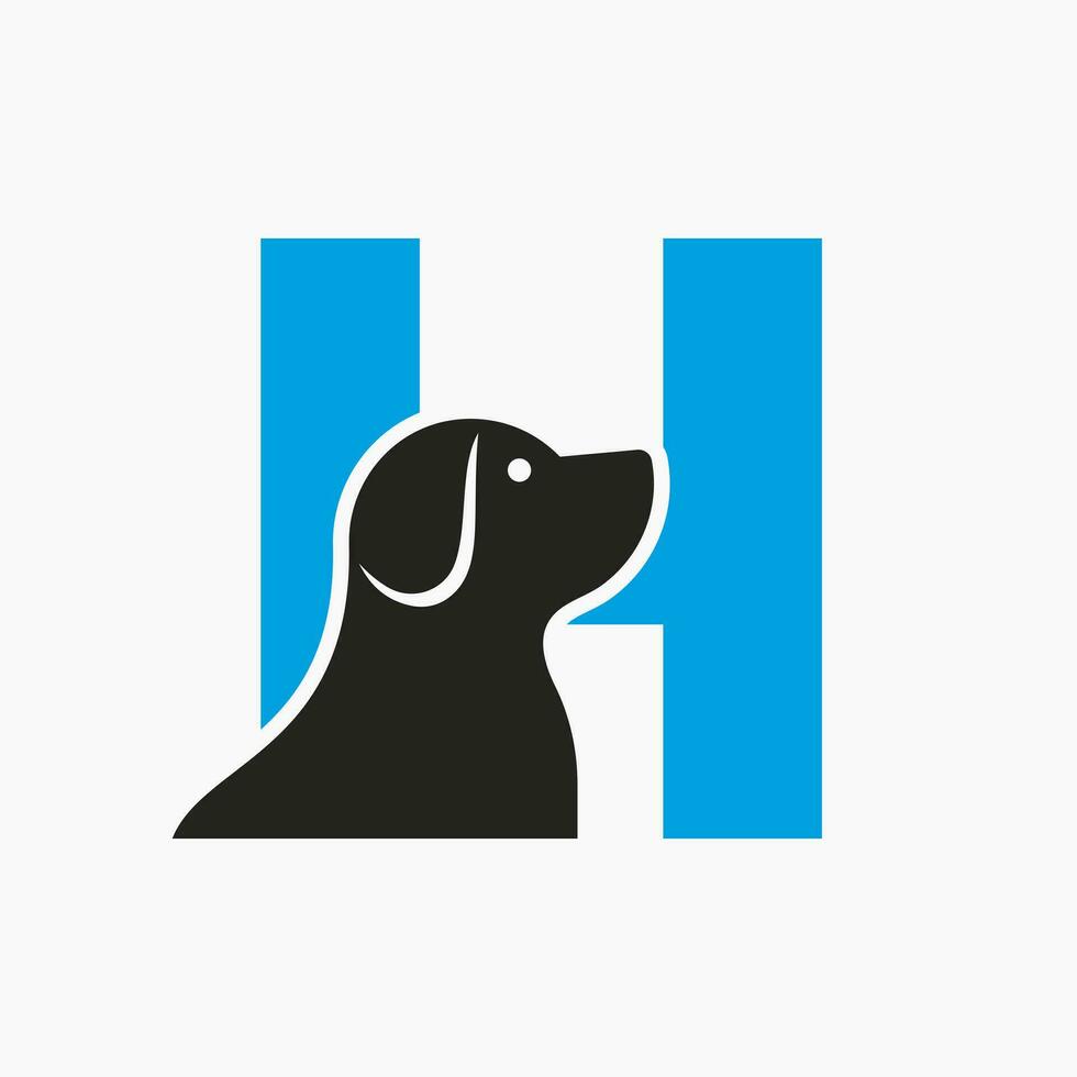 brief h huisdier logo ontwerp. hond logo symbool vector sjabloon. hond Aan alfabet