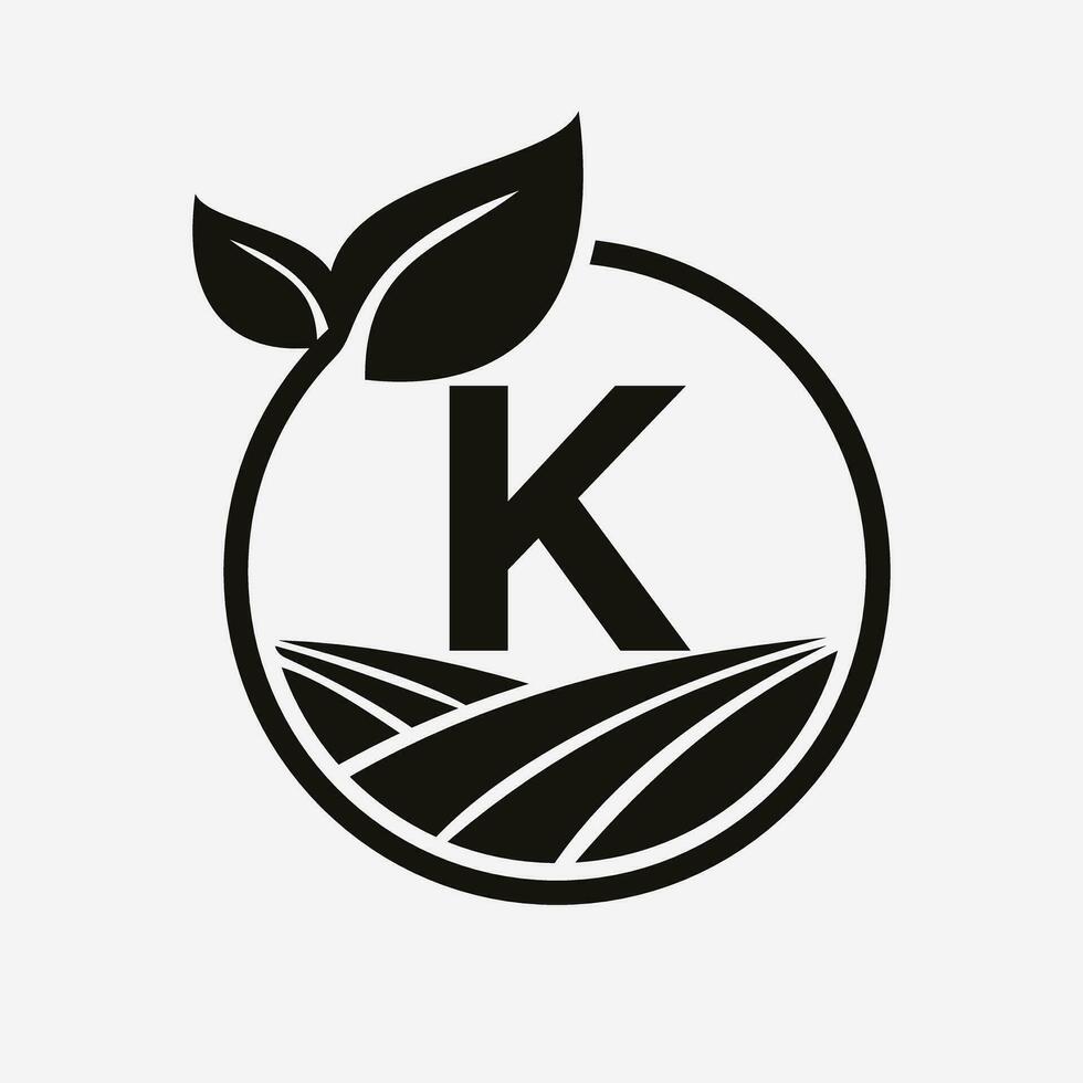 brief k landbouw logo. landbouw logotype symbool sjabloon vector