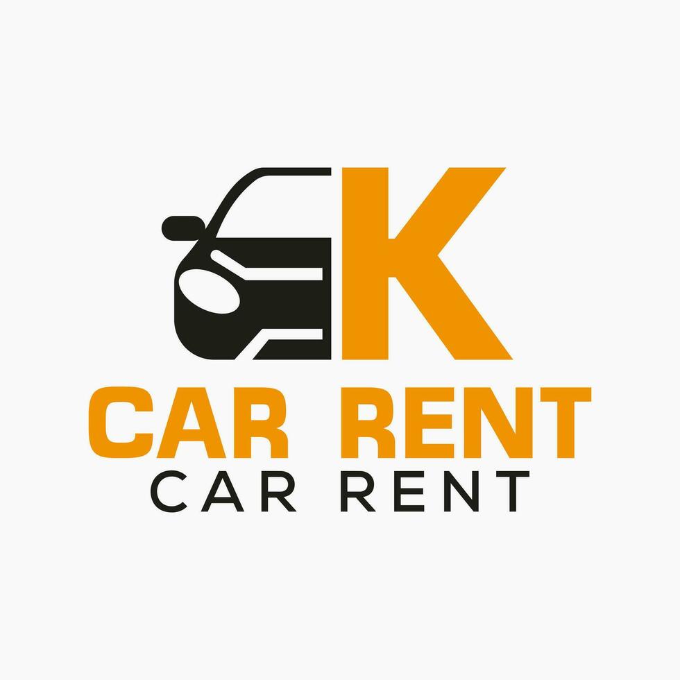 brief k huur auto logo ontwerp sjabloon. automotive auto logo symbool vector