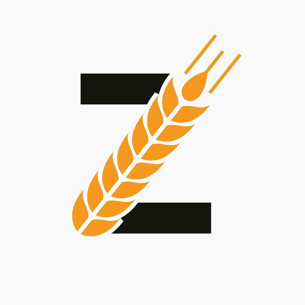 brief z tarwe logo voor landbouw symbool vector sjabloon