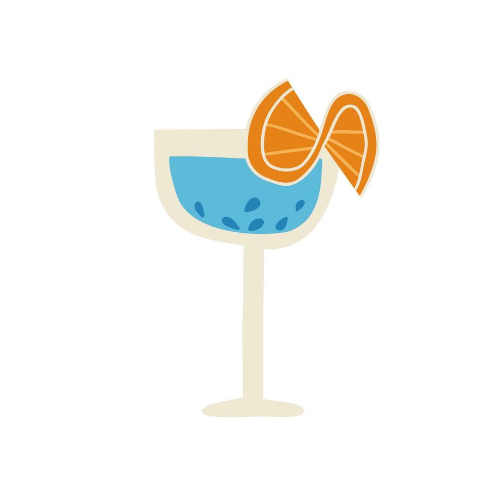 glas met cocktail in vlak stijl. hand- getrokken vector illustratie.