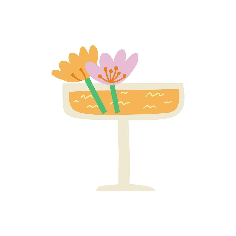 glas met cocktail in vlak stijl. hand- getrokken vector illustratie.