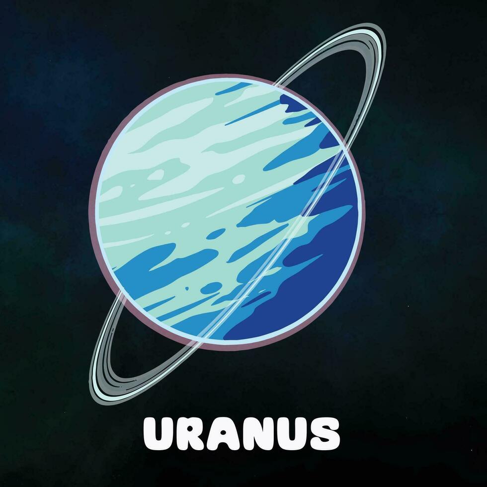 clip art planeet Uranus in zonne- systeem. hand- tekening vector illustratie van planeet Uranus. sterrenkundig heelal ruimte.