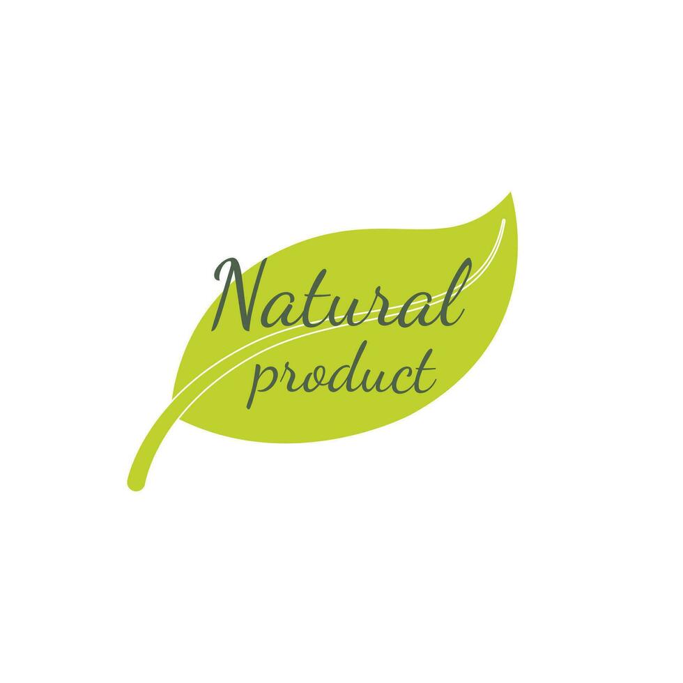 natuurlijk producten sticker, label, insigne en logo. ecologie icoon. logo sjabloon met groen bladeren voor biologisch en eco vriendelijk producten. vector illustratie