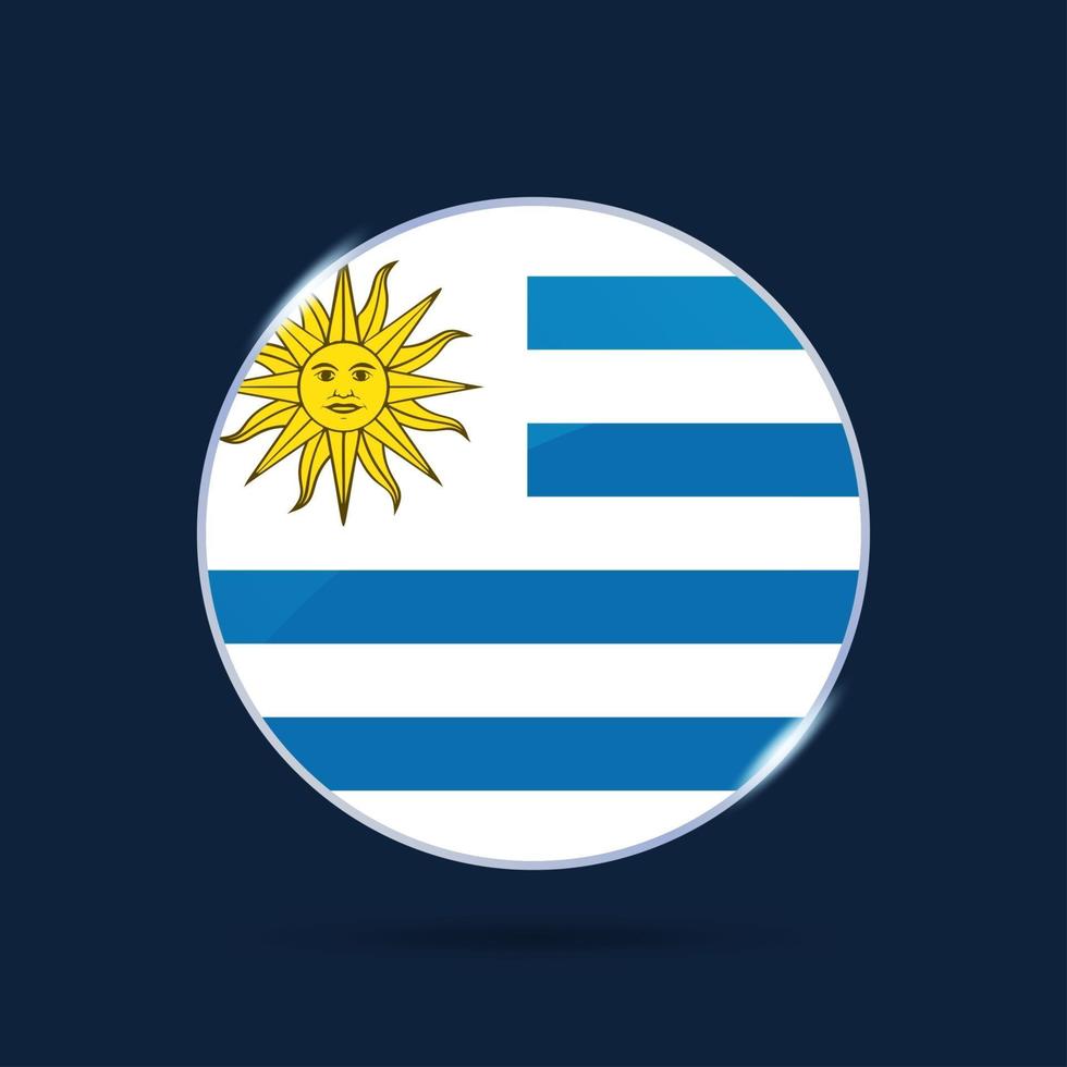 Uruguay nationale vlag cirkel knoppictogram. eenvoudige vlag, officiële kleuren en juiste verhoudingen. platte vectorillustratie. vector