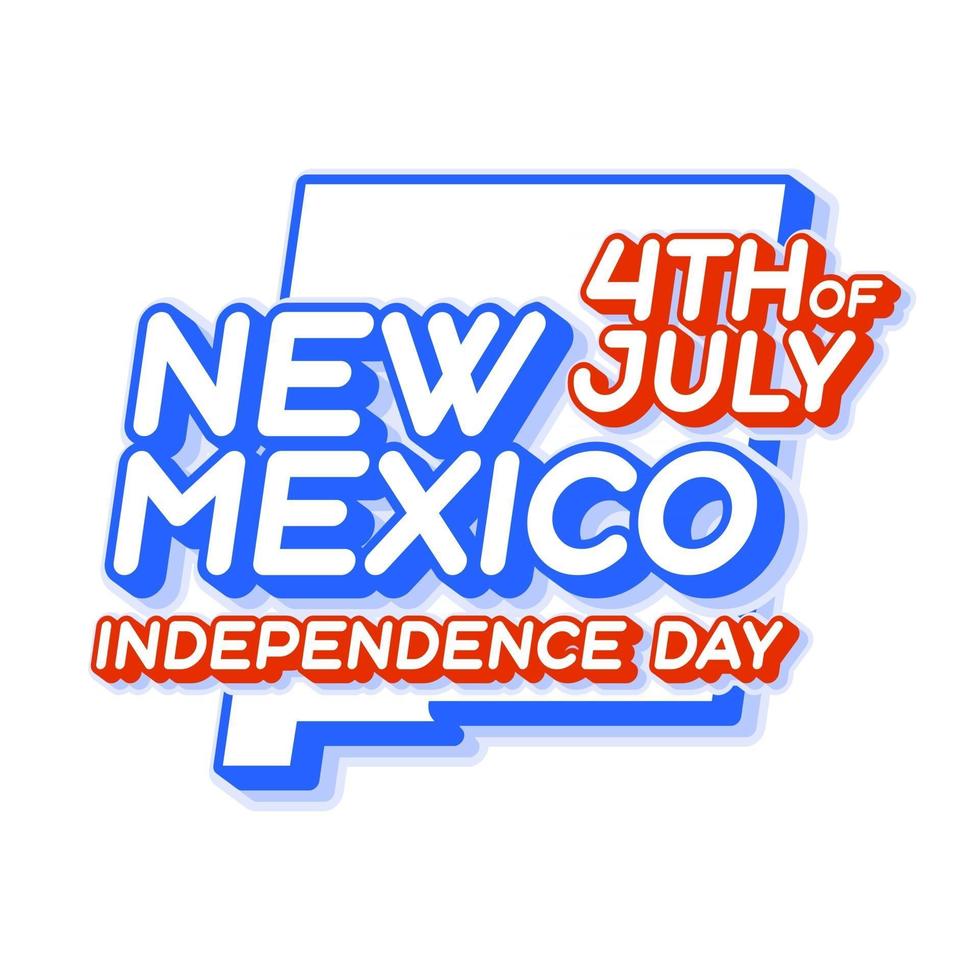 new mexico staat 4 juli onafhankelijkheidsdag met kaart en usa nationale kleur 3d vorm van ons staat vectorillustratie vector