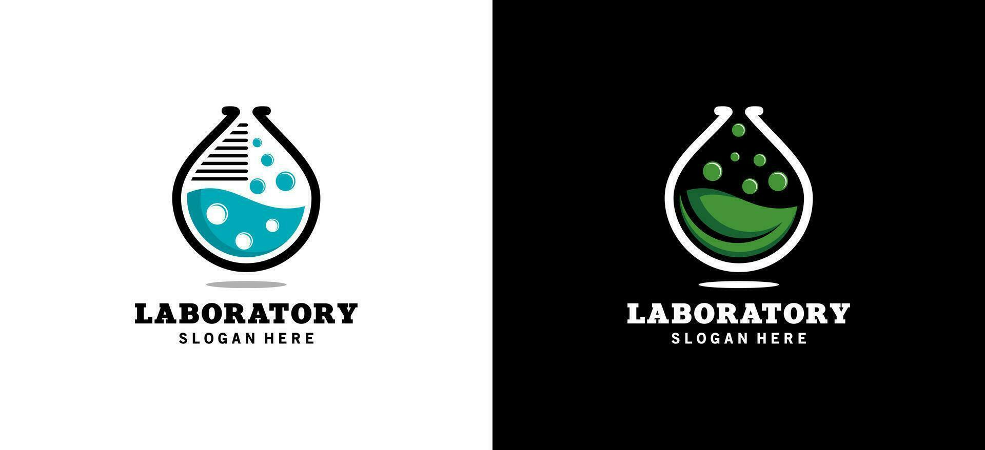 laboratorium wetenschap logo ontwerp, laboratorium icoon met glas druppelen modern concept vector