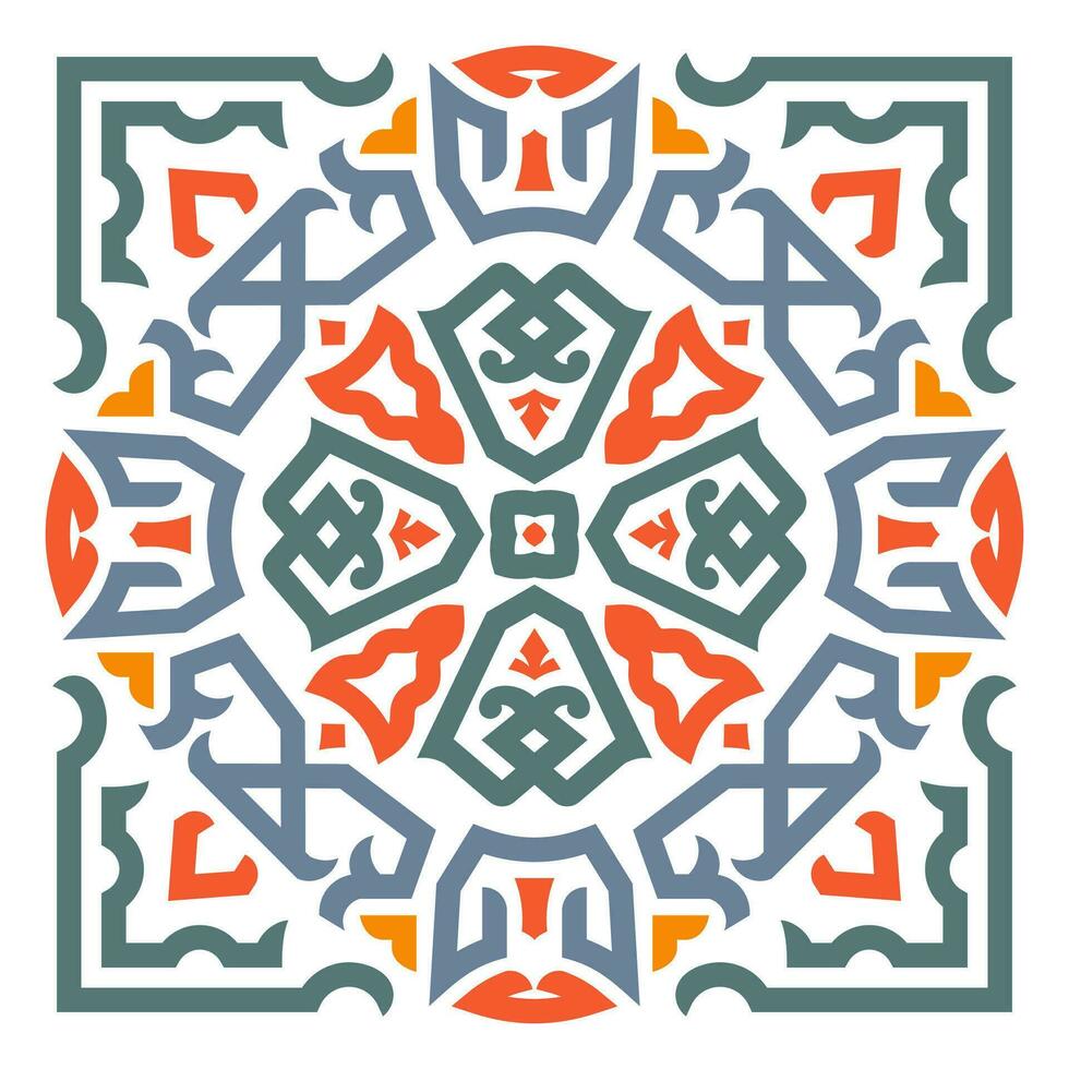 keltisch ornament tegel achtergrond patroon met rood, blauw, oranje en groen kleur vector