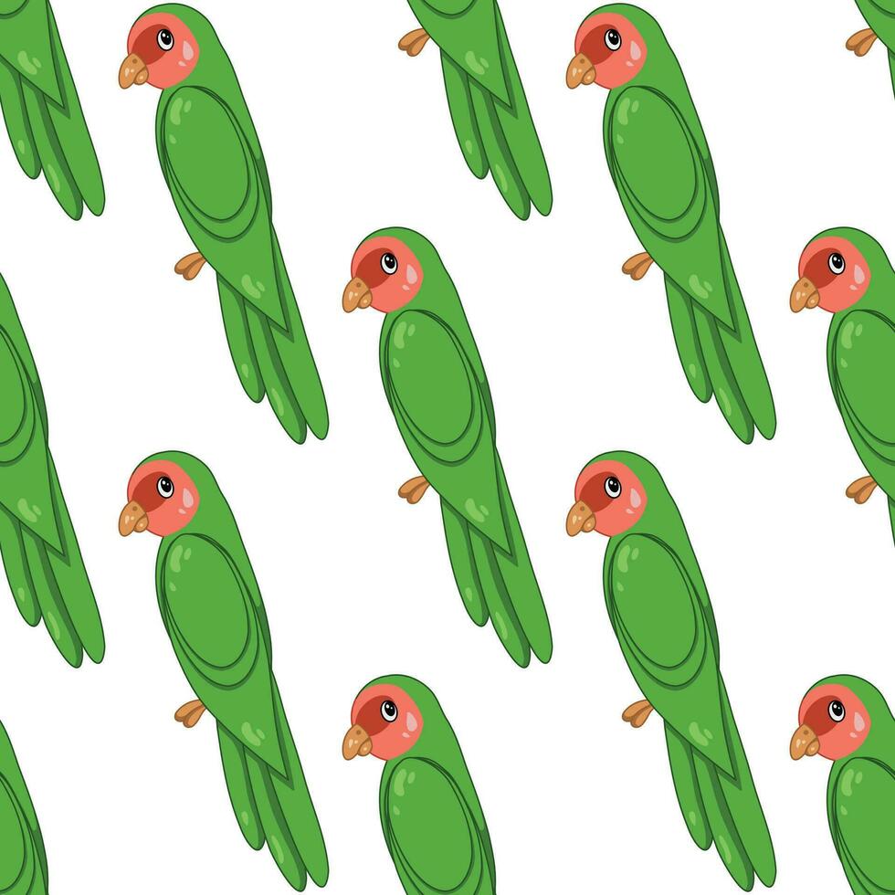 tekenfilm groen papegaai hand- getrokken patroon. vlak ontwerp. vector